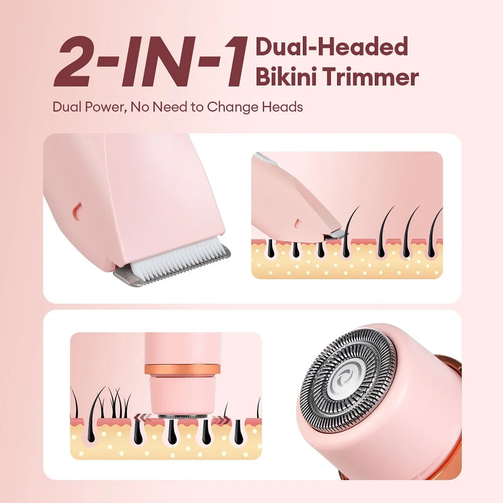 Double Head Shaver Electric Razor Mustache Epilator Leg Bikini Body Hair Trimmer Women Facial Epilator Hair Remover